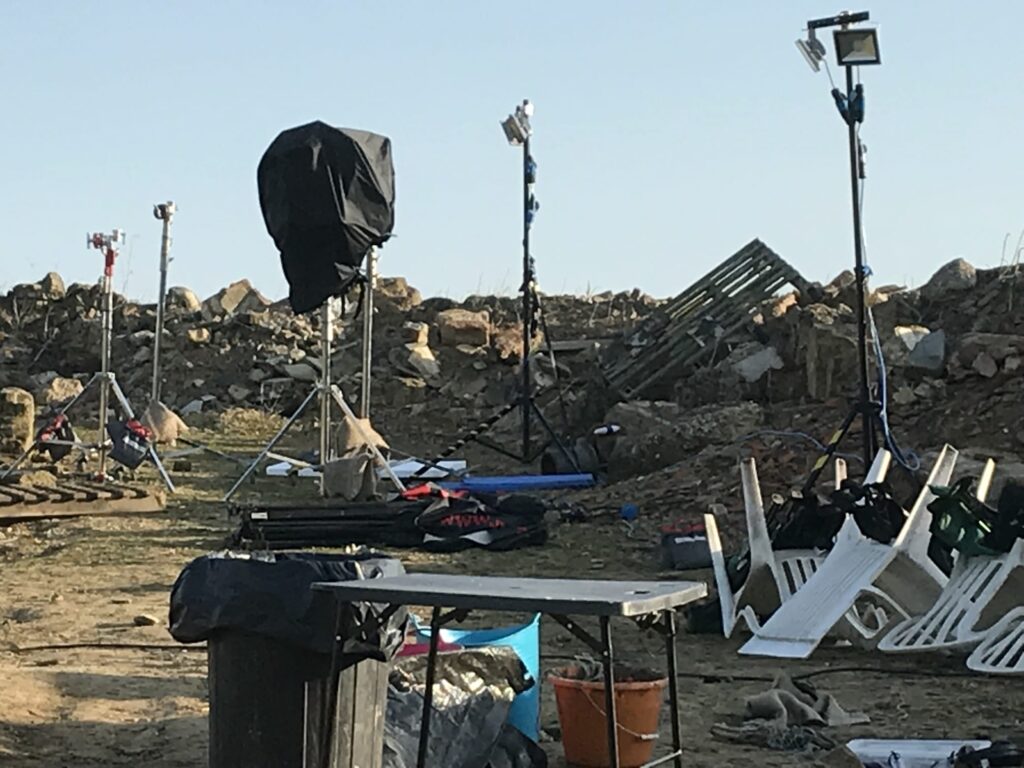 Production lighting equipment on active film set protected by MW Global Security services